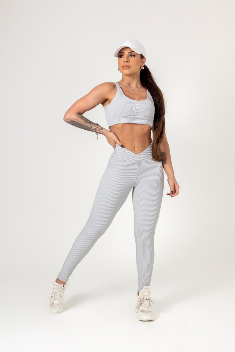 Hipkini - Favorite Light Gray Ribbed Legging - 33330648