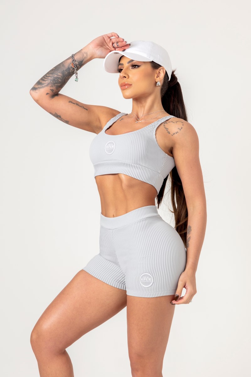 Hipkini - Favorite Light Gray Ribbed Shorts - 33330649