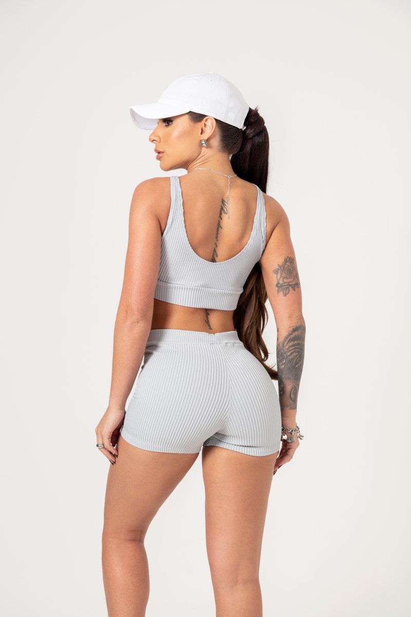 Hipkini - Favorite Light Gray Ribbed Shorts - 33330649