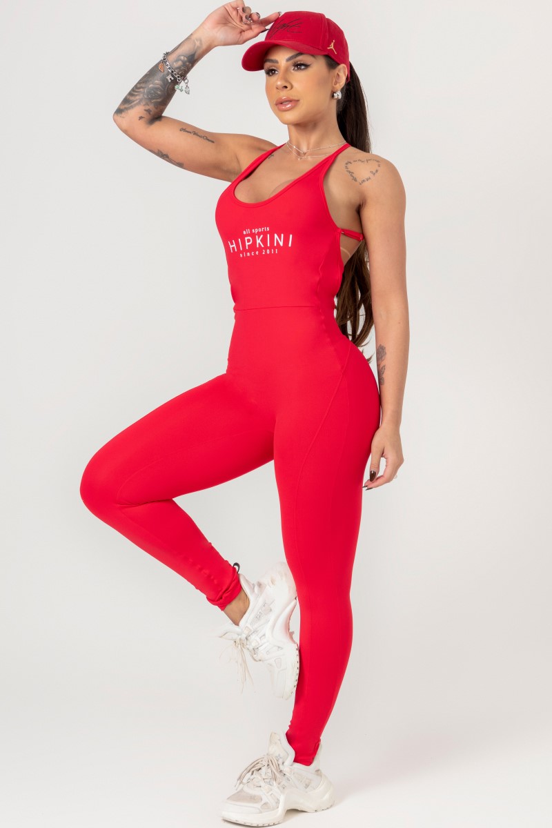 Hipkini - Favorite Red Jumpsuit with Crossed Straps and Silk - 33330664