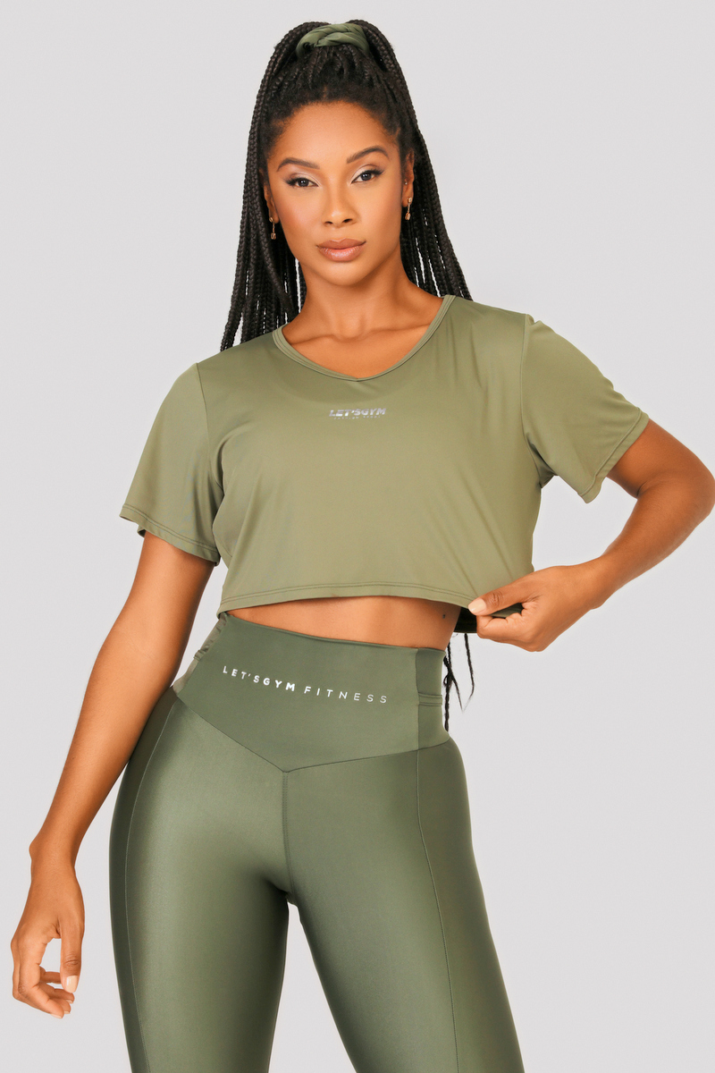 Lets Gym - Cropped Flow Military Green - 2473VDM