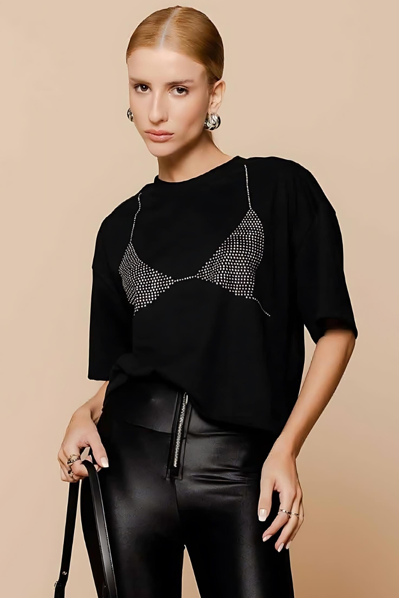 Labellamafia - Labellamafia Black Strass Shirt - 33524