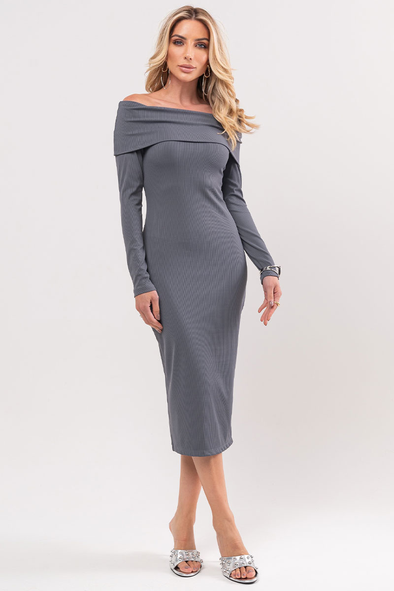 Miss Misses - Dress Miss Misses Ribbed Shoulder to Shoulder Lead - 80525025