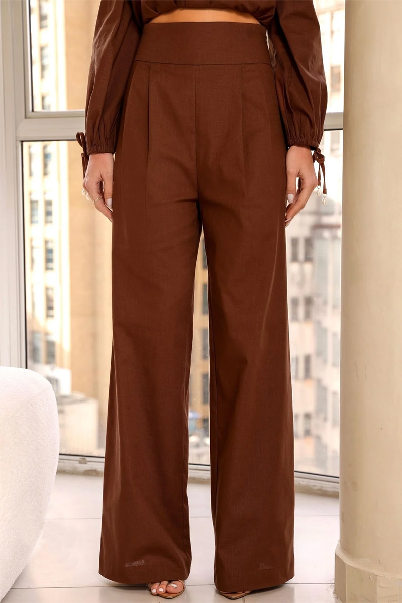 Dot Clothing - Pants Dot Clothing Linen Pantalona Brown - 2443MARROM