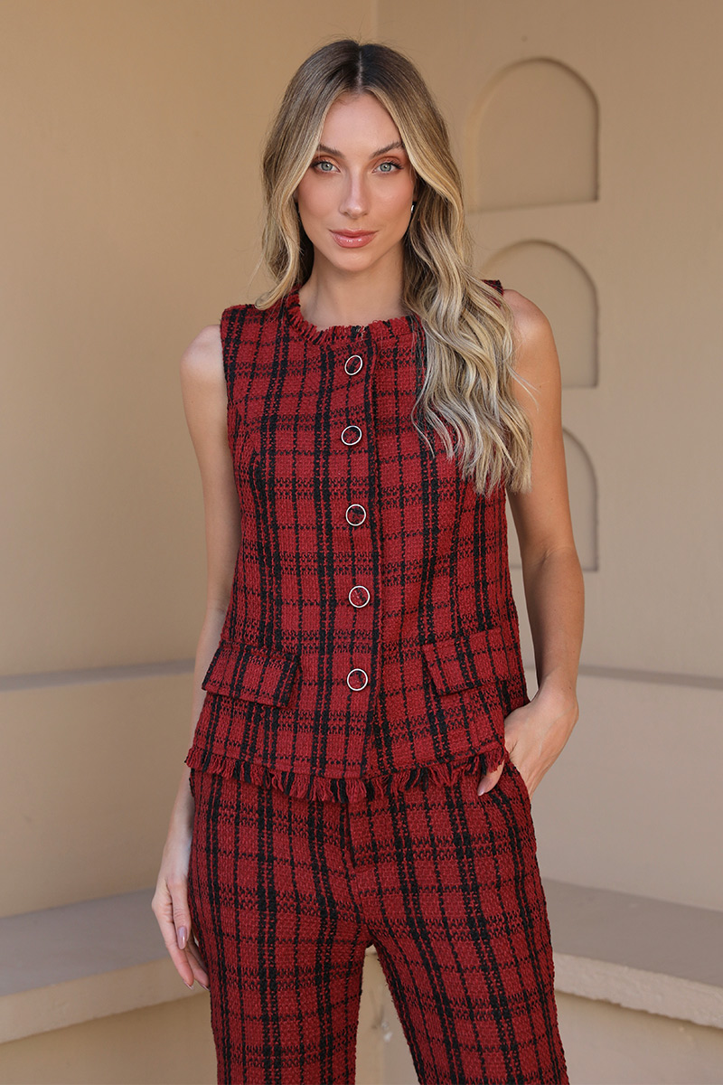 Dot Clothing - Set Dot Clothing Tweedy Red Check - 2381VERMELHO