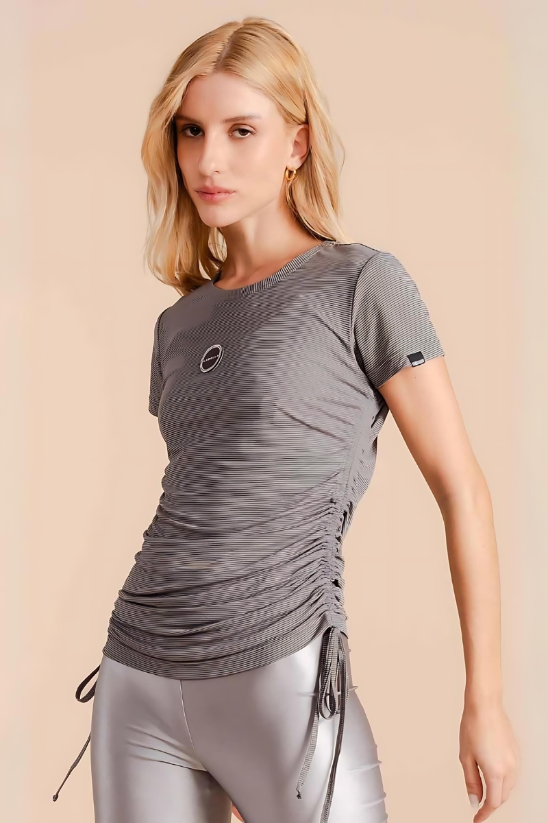 Labellamafia - Labellamafia Gray Sports Striped Shirt - 33850