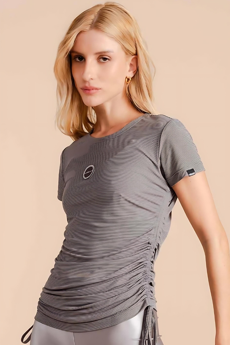 Labellamafia - Labellamafia Gray Sports Striped Shirt - 33850