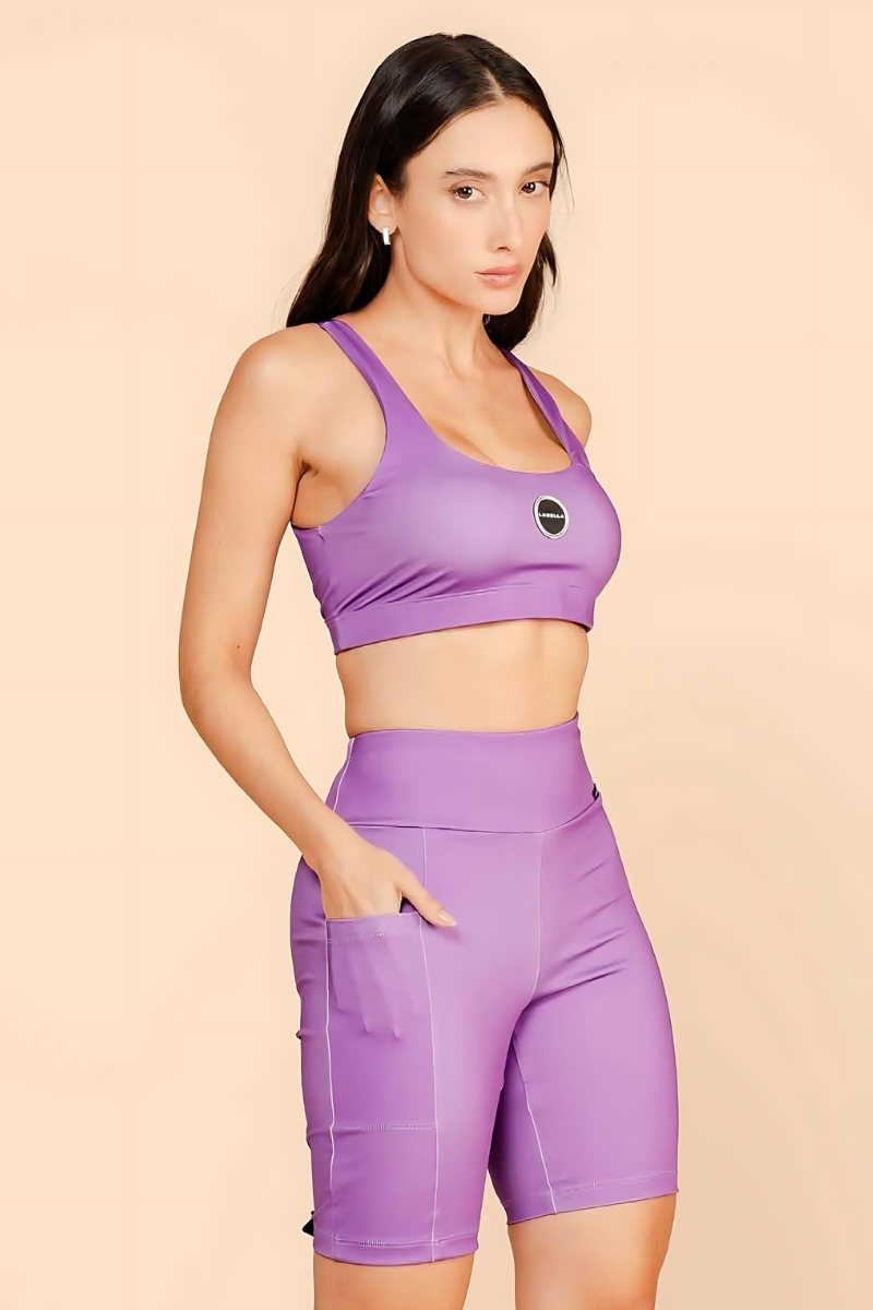 Labellamafia - Labellamafia Purple Sports Shorts and Top Set - 33759