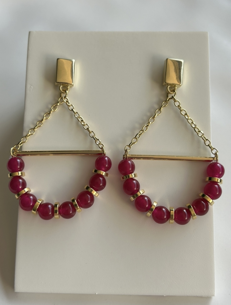 Mikabe - Fuchsia Pendulum Earring - MK1802