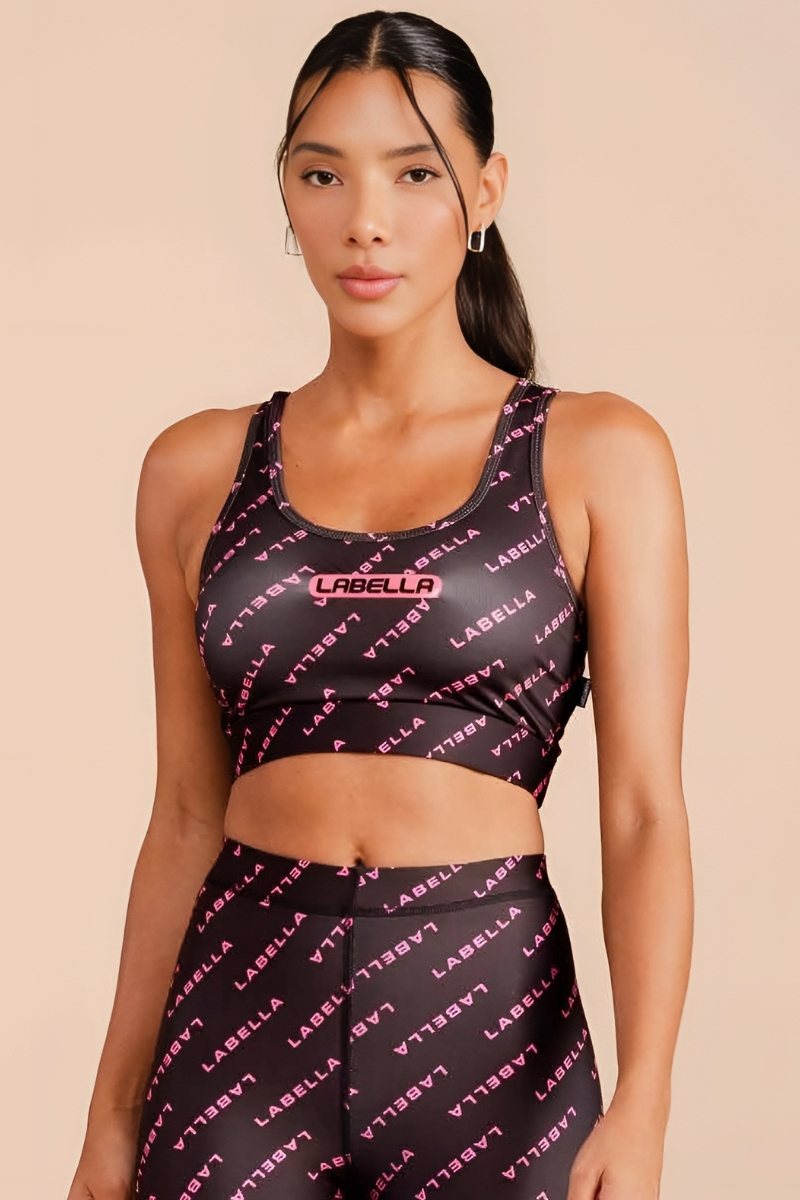 Labellamafia - Labellamafia Black Printed Sports Top - 33722