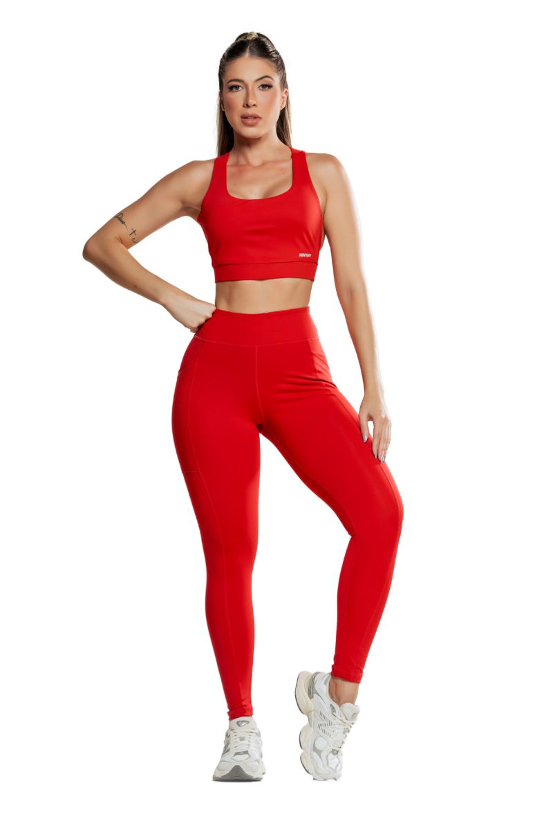 Garotafit - COMBO ARCHES RED | 1 TOP + 1 LEGGINGS + 1 SHORTS + 1 BOTTLE - 2XFUS468A