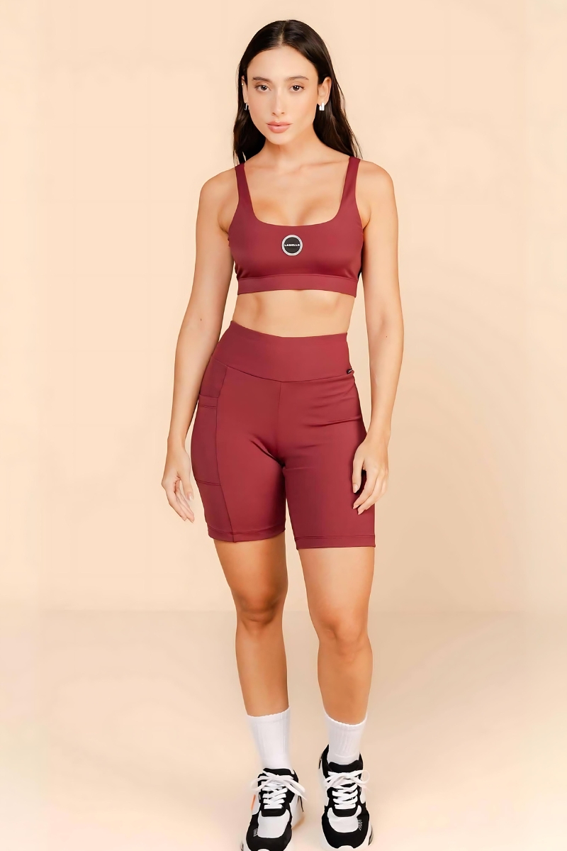 Labellamafia - Labellamafia Fashion Bordeaux Top and Shorts Set - 33758