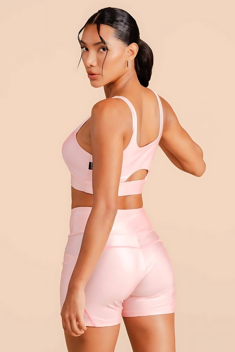 Labellamafia - Pink Sports Labellamafia Top and Shorts Set - 33857