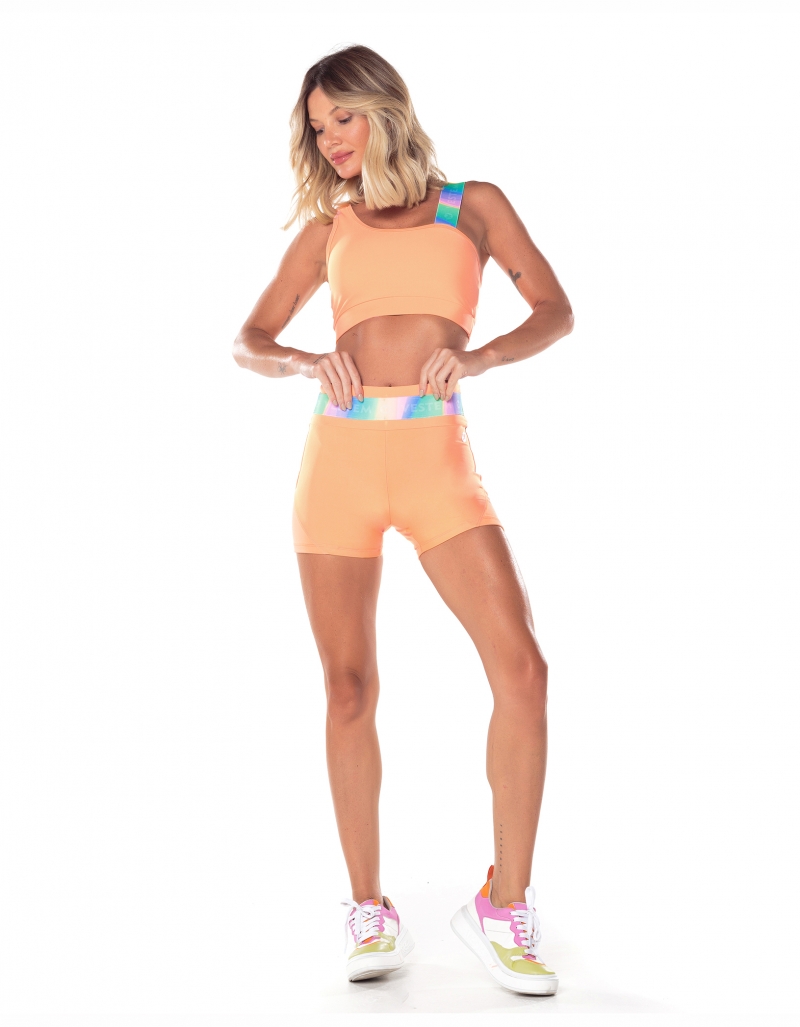 Vestem - Daisy Orange Sunset Elastic Waist Shorts - SH601.V25.C0501