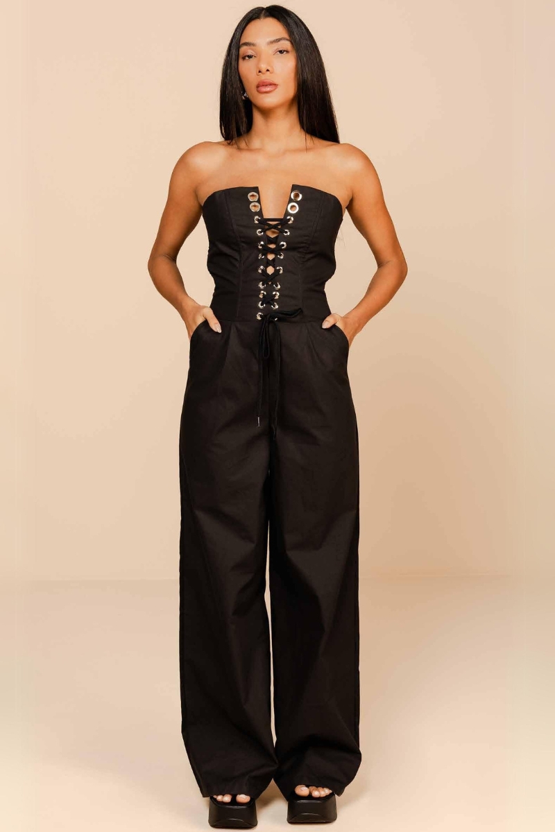 Labellamafia - Labellamafia Black Casual Jumpsuit - 33278