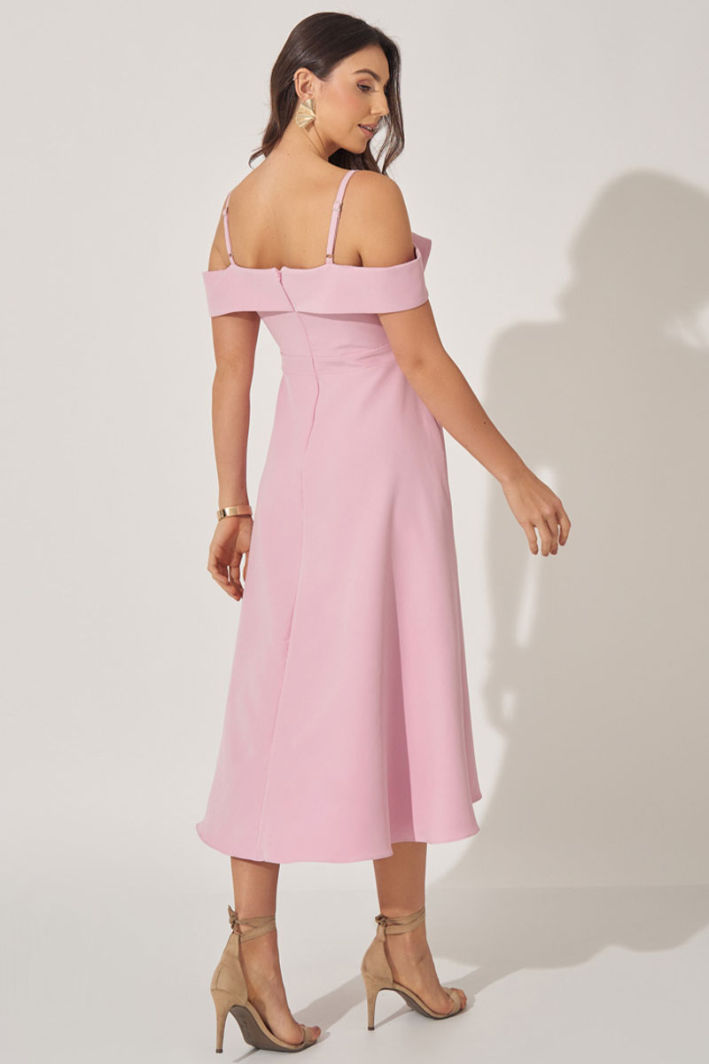 Miss Misses - Flavia Shoulder to Shoulder Dress with Pink Strap - 54294060