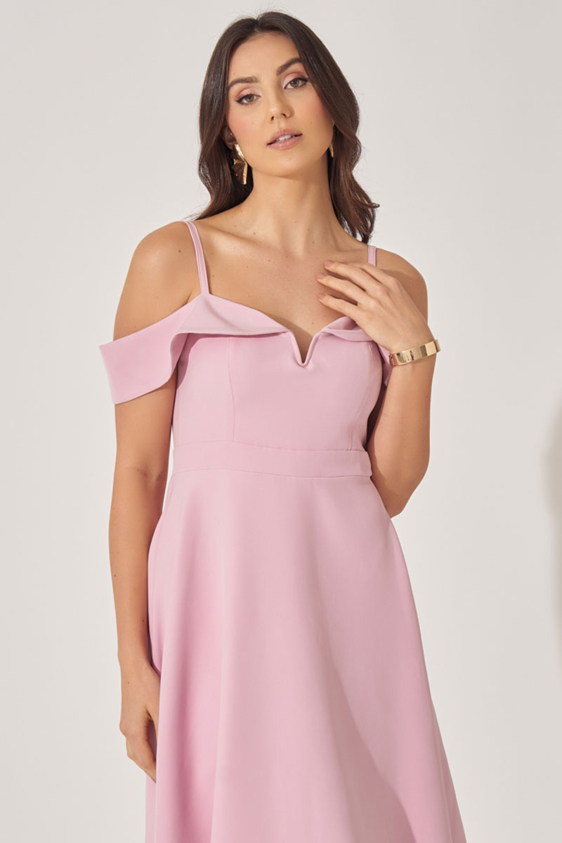 Miss Misses - Flavia Shoulder to Shoulder Dress with Pink Strap - 54294060