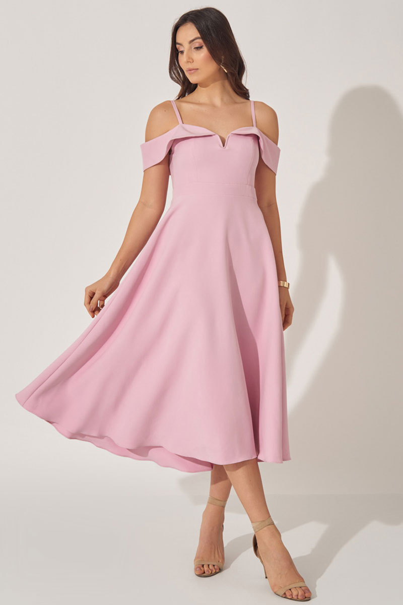 Miss Misses - Flavia Shoulder to Shoulder Dress with Pink Strap - 54294060