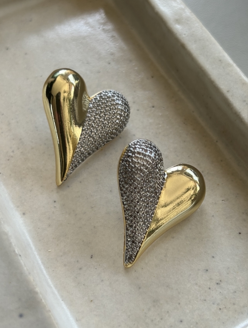 Mikabe - Half Studded Heart Earring - MK1807