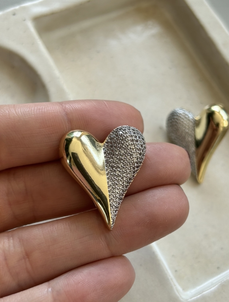 Mikabe - Half Studded Heart Earring - MK1807