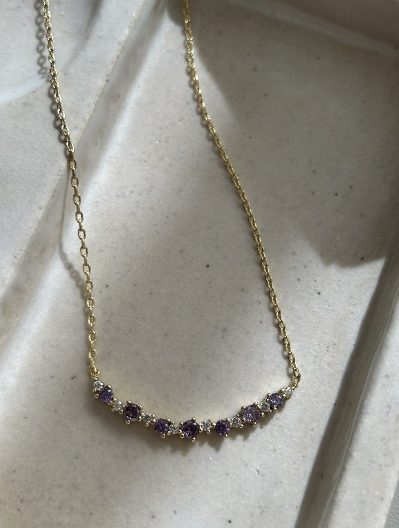 Mikabe - Necklace Delicate Zirconia Amethyst Color - MK1816