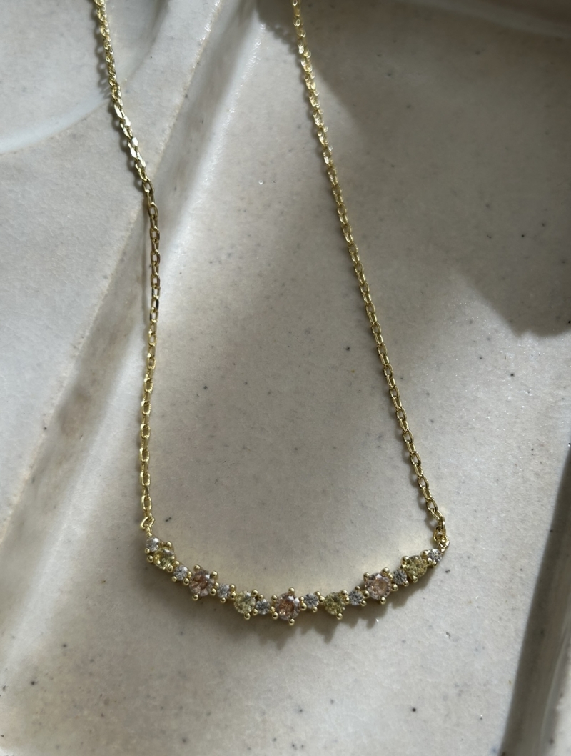 Mikabe - Necklace Delicate Zirconia Color Morganite and Citrine - MK1817