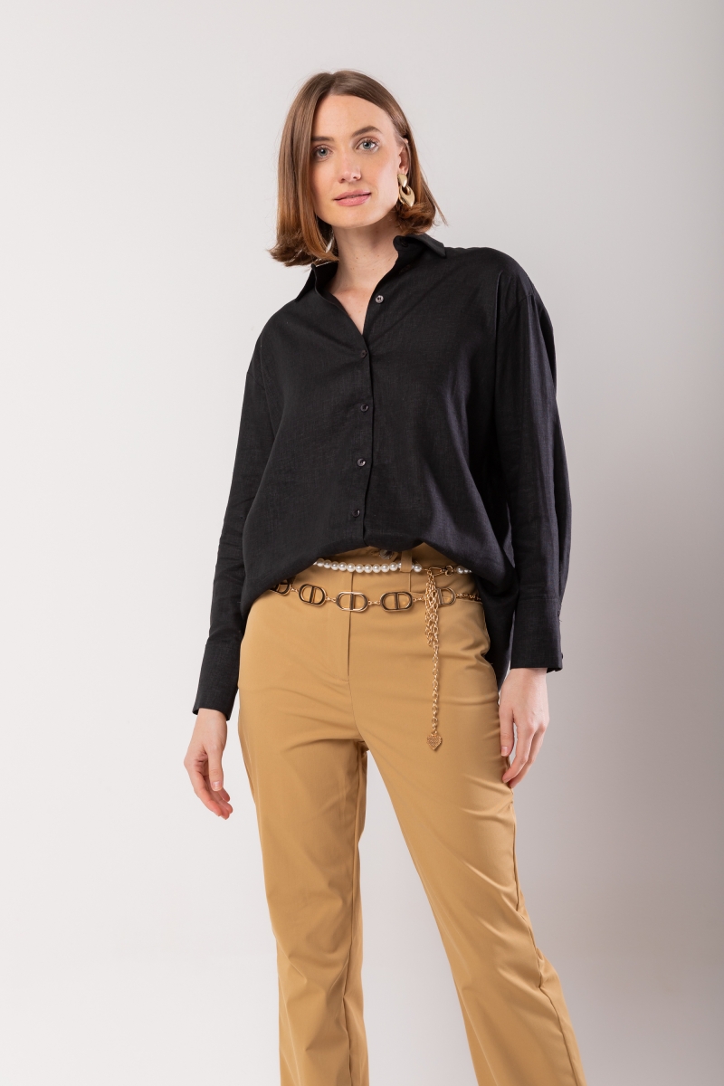 Hidrogênio - BLACK LINEN BLEND OVERSIZED SHIRT - 20040001