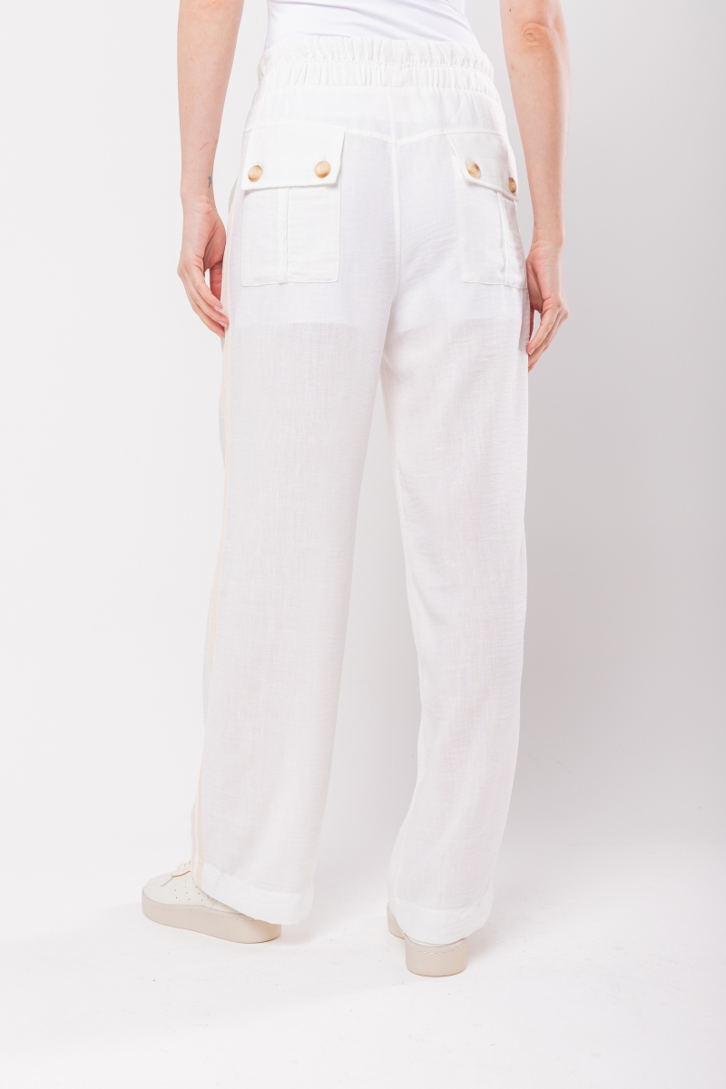 Hidrogênio - OLGA OFF WHITE STRAIGHT PANTS - 19843018