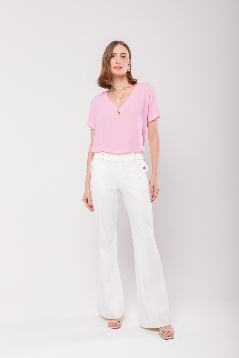 Hidrogênio - PINK SHORT V-NECK MG BLOUSE - 20092021