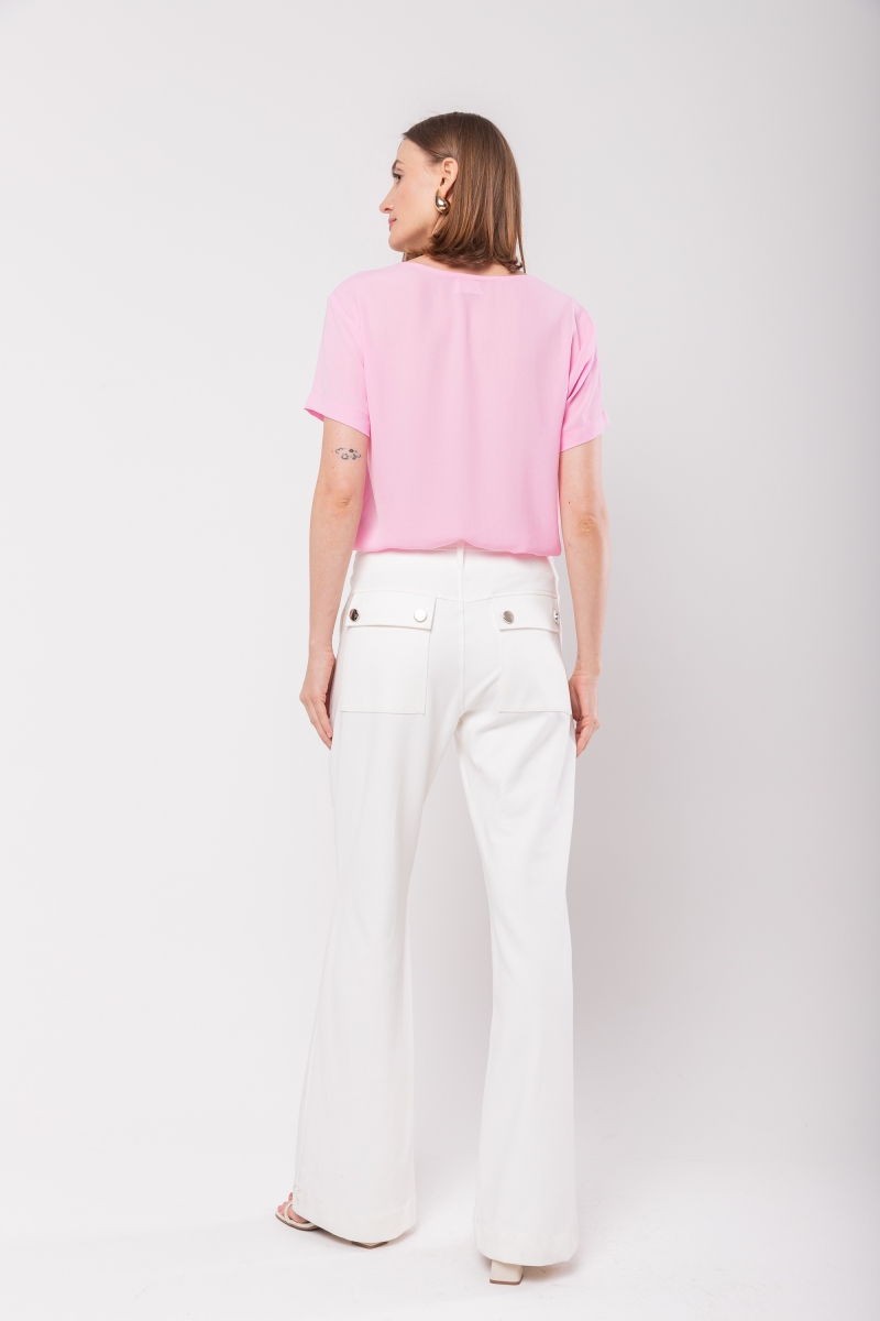 Hidrogênio - PINK SHORT V-NECK MG BLOUSE - 20092021