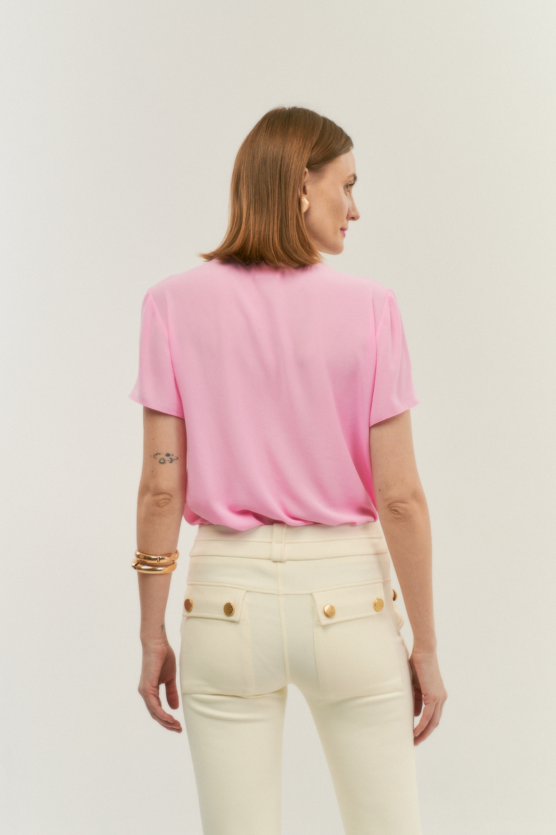 Hidrogênio - MG SHORT OVAL NECKLINE PINK BLOUSE - 20097021