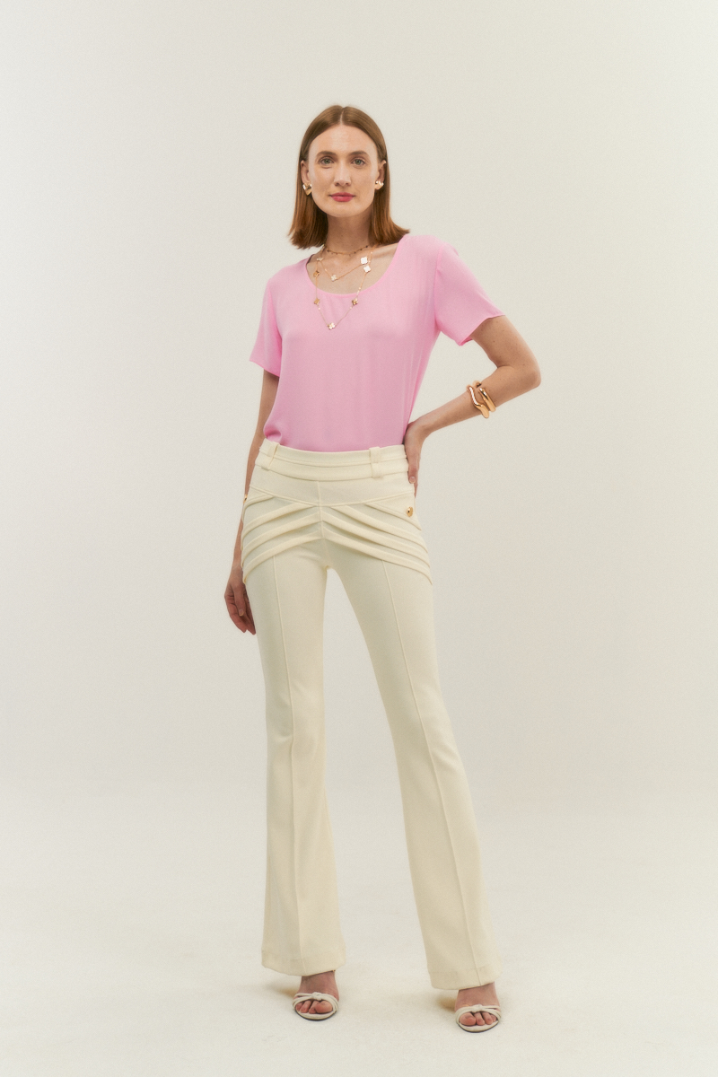 Hidrogênio - MG SHORT OVAL NECKLINE PINK BLOUSE - 20097021