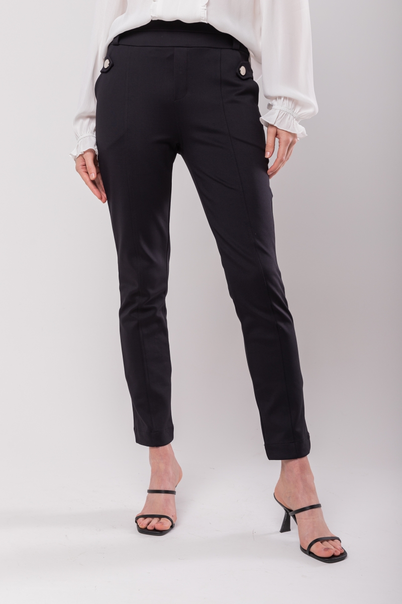 Hidrogênio - TERESA BLACK FISHERMAN PANTS WITH MARTINGALES AND POCKETS - 20124001