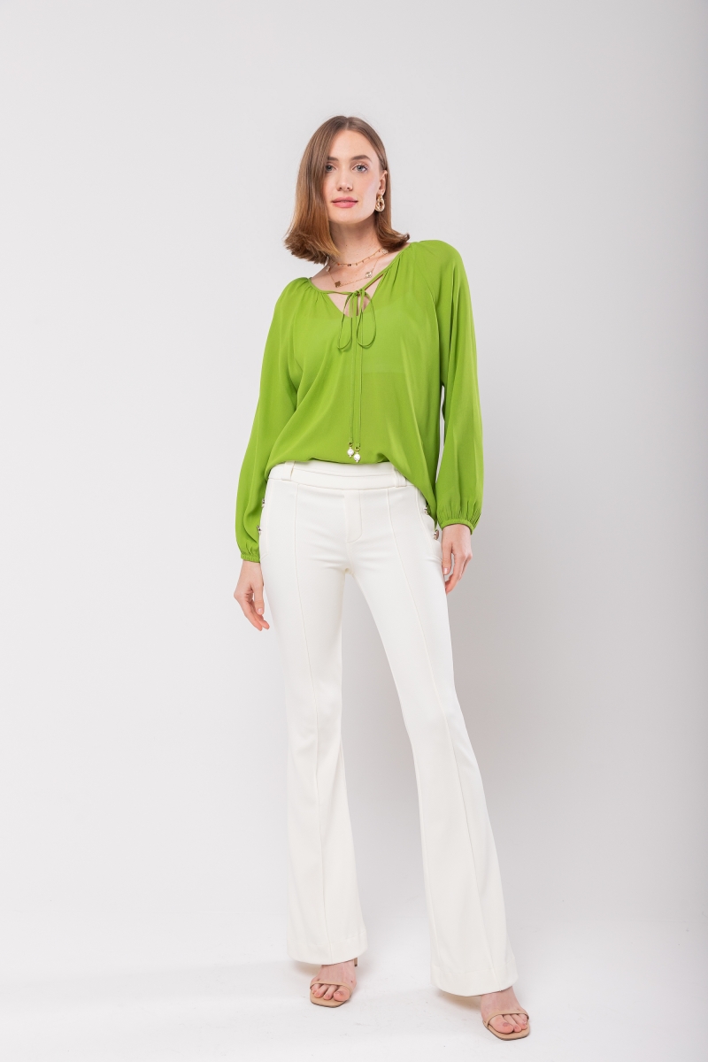 Hidrogênio - CAROL OFF WHITE FLARE PANTS WITH POCKETS AND BUTTONS - 20121018