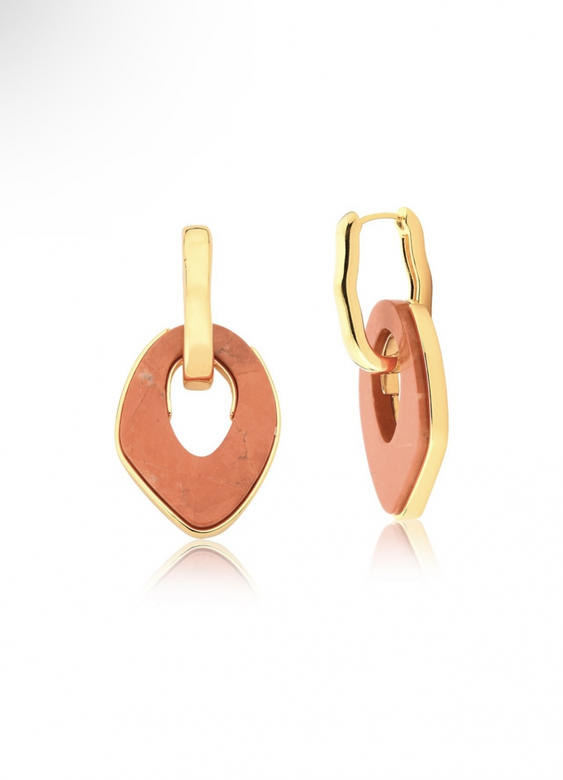 Mikabe - Earring Pendant Howlita Orange - MK1823