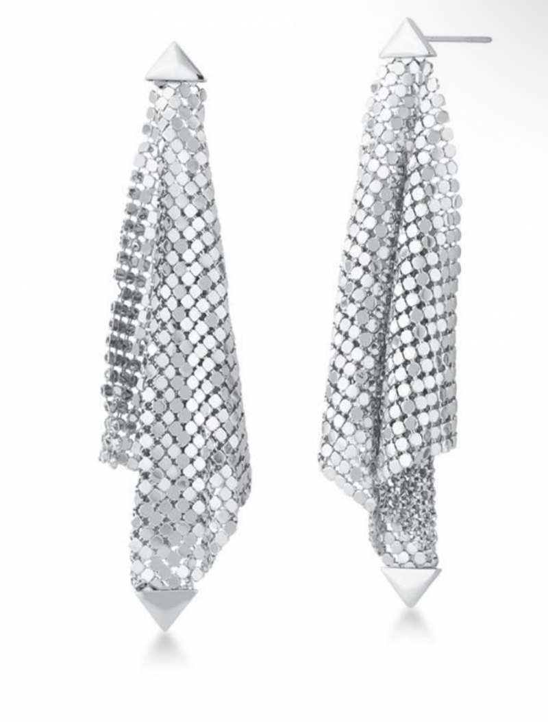 Mikabe - Rhodium Sequin Mesh Earring - MK1827