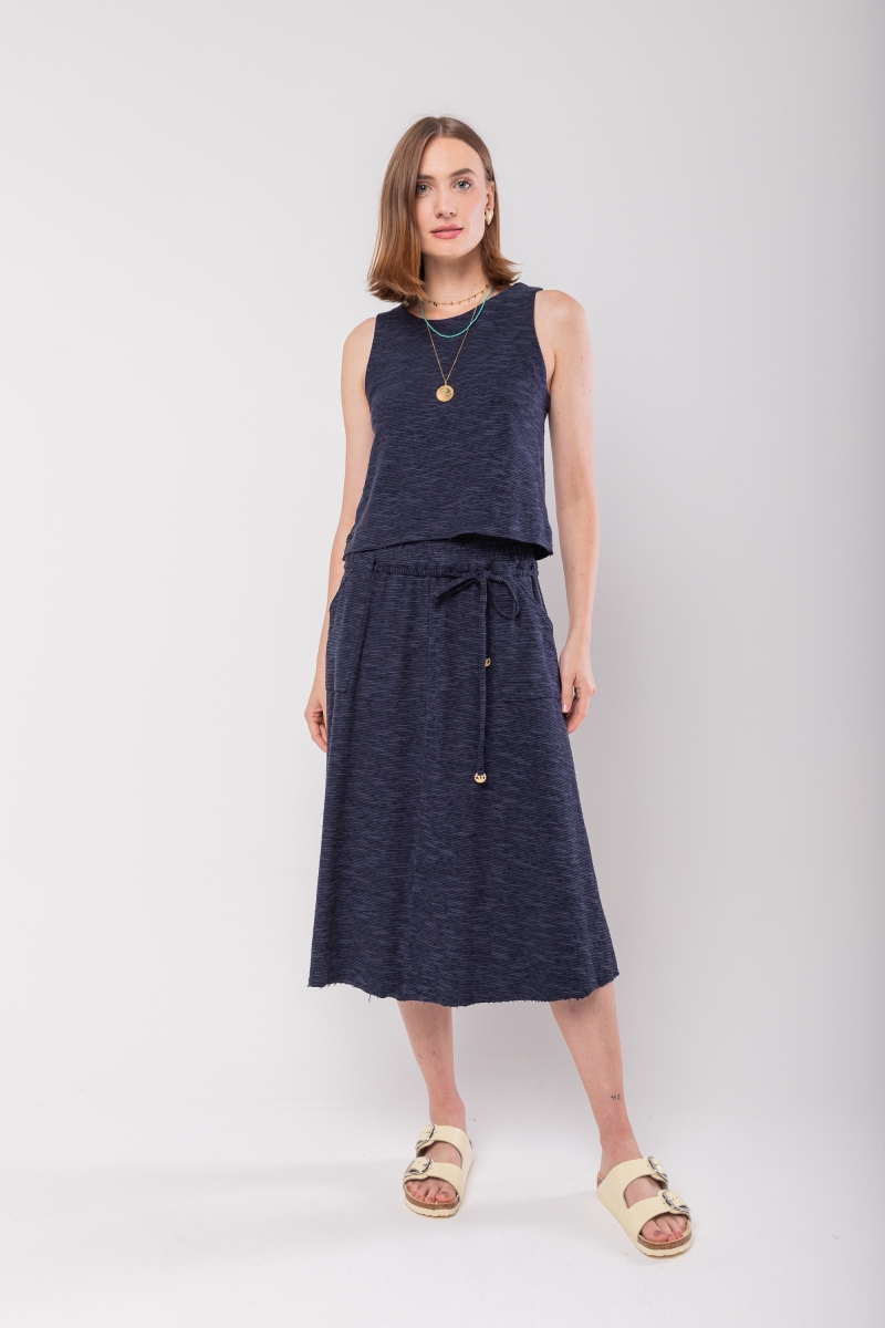 Hidrogênio - WIDE COS MIDI SKIRT WITH STITCHING AND POCKETS IN NAVY - 20131004