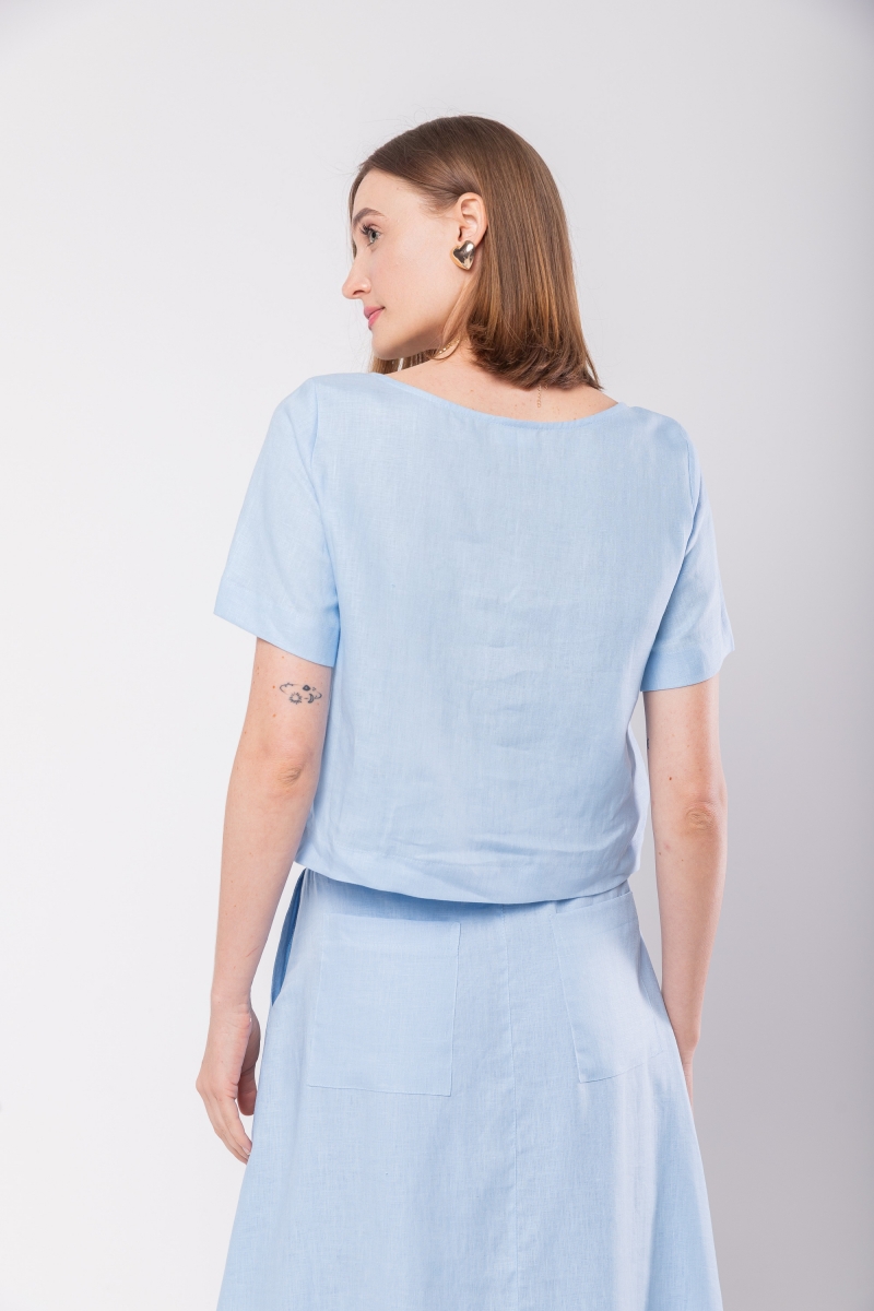 Hidrogênio - BABY BLUE 100% LINEN CROPPED TOP - 19801111