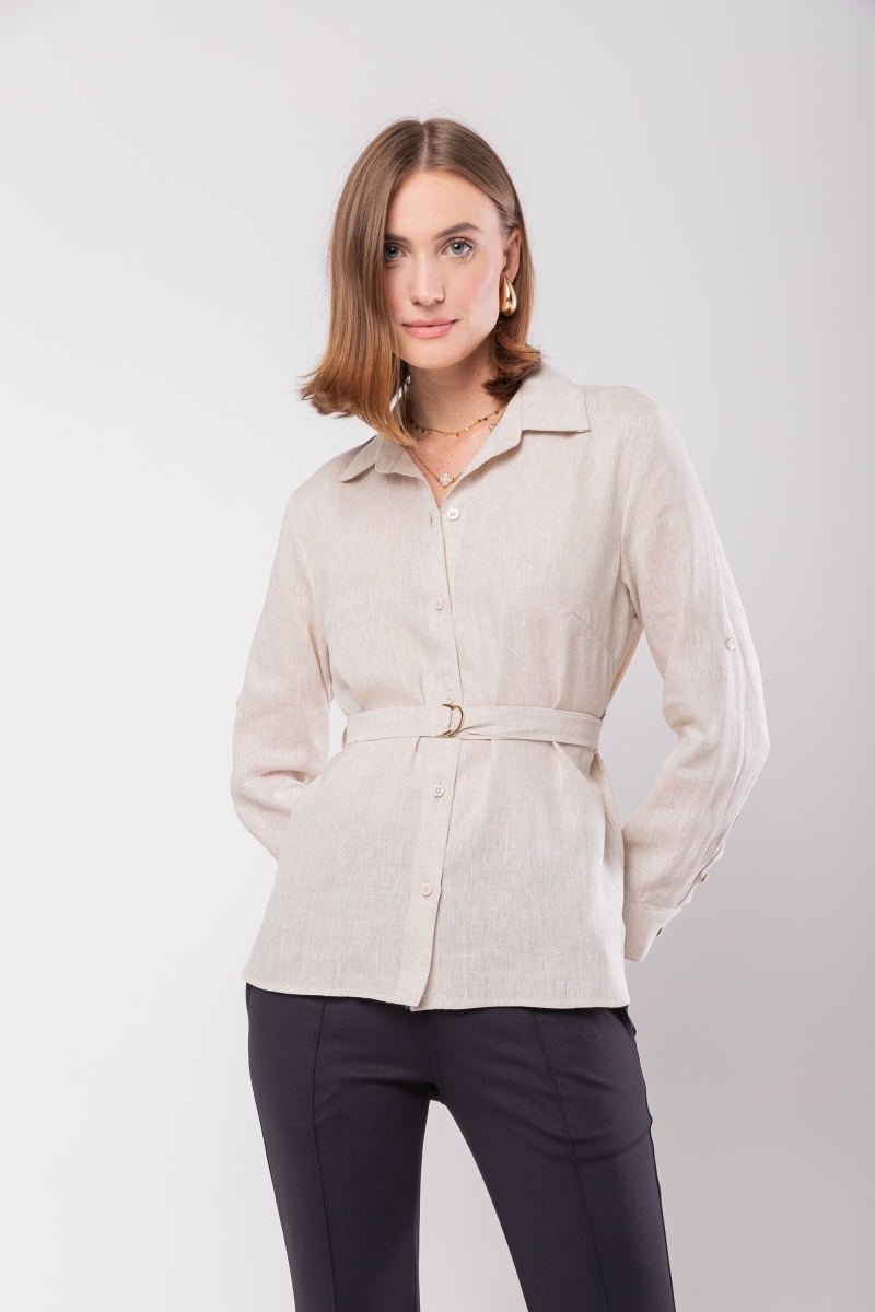 Hidrogênio - 100% LINEN SHIRT WITH NATURAL BELT - 20021182