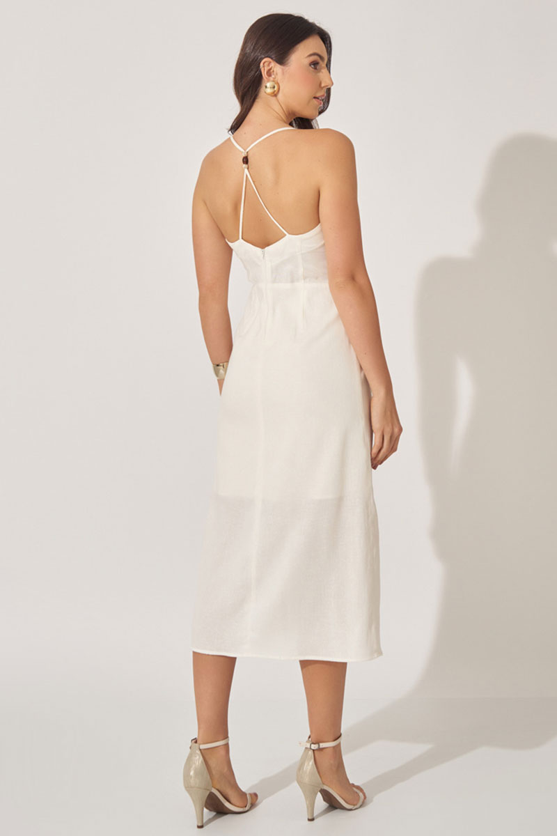 Miss Misses - Miss Misses Paula Off White Linen Dress - 54370OFF