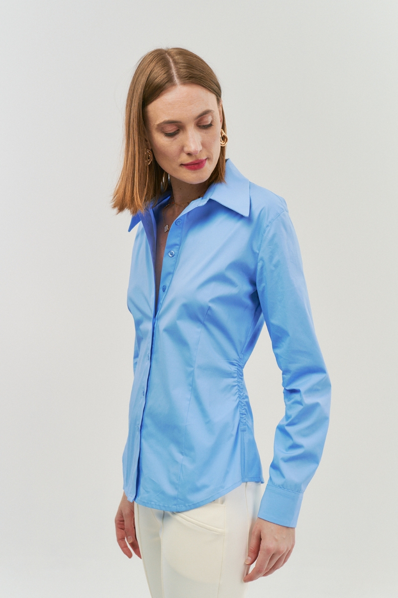 Hidrogênio - BLUE SHIRT WITH SIDE RUFFLES - 20054556