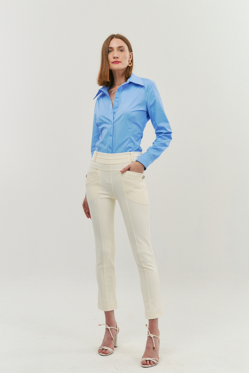 Hidrogênio - BLUE SHIRT WITH SIDE RUFFLES - 20054556