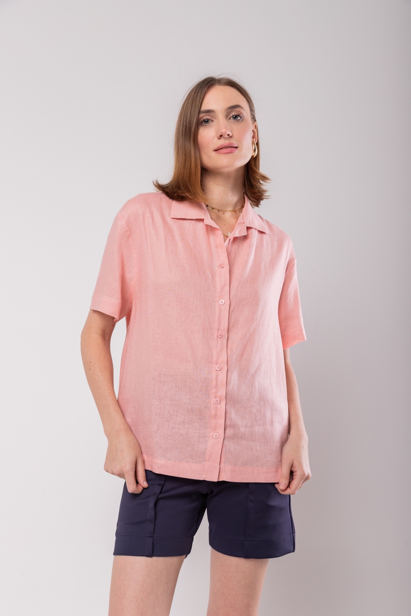 Hidrogênio - PINK PURE LINEN SHORT SLEEVE SHIRT - 20037021