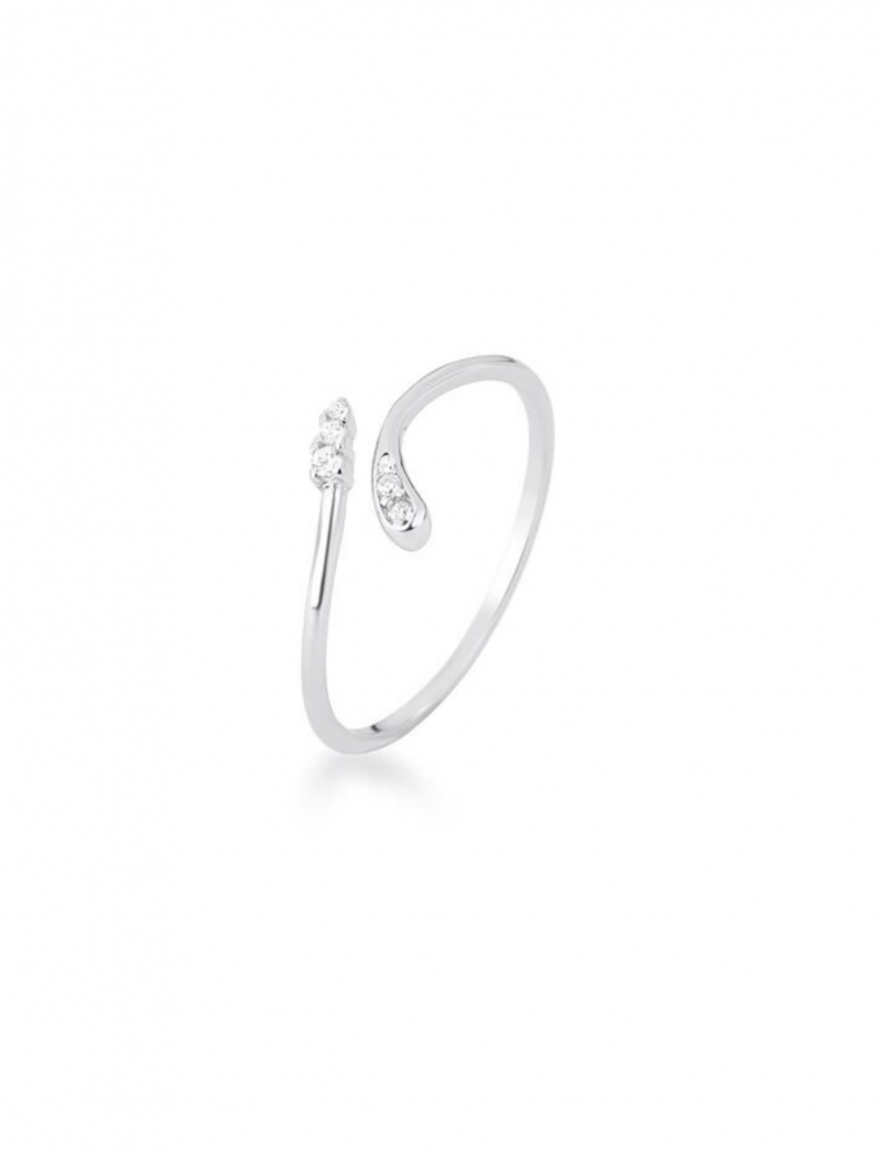 Mikabe - Adjustable Rhodium Studded Droplets Ring (16 to 20) - MK1950