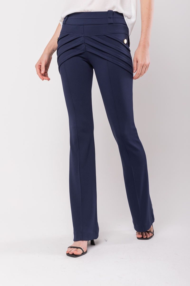 Hidrogênio - FLARE PANTS WITH FRONT PLEATS AND POCKETS DAYANE NAVY - 20120004