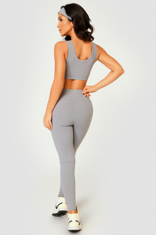 Lets Gym - Comfort Rib Graphite Leggings - 2493GF