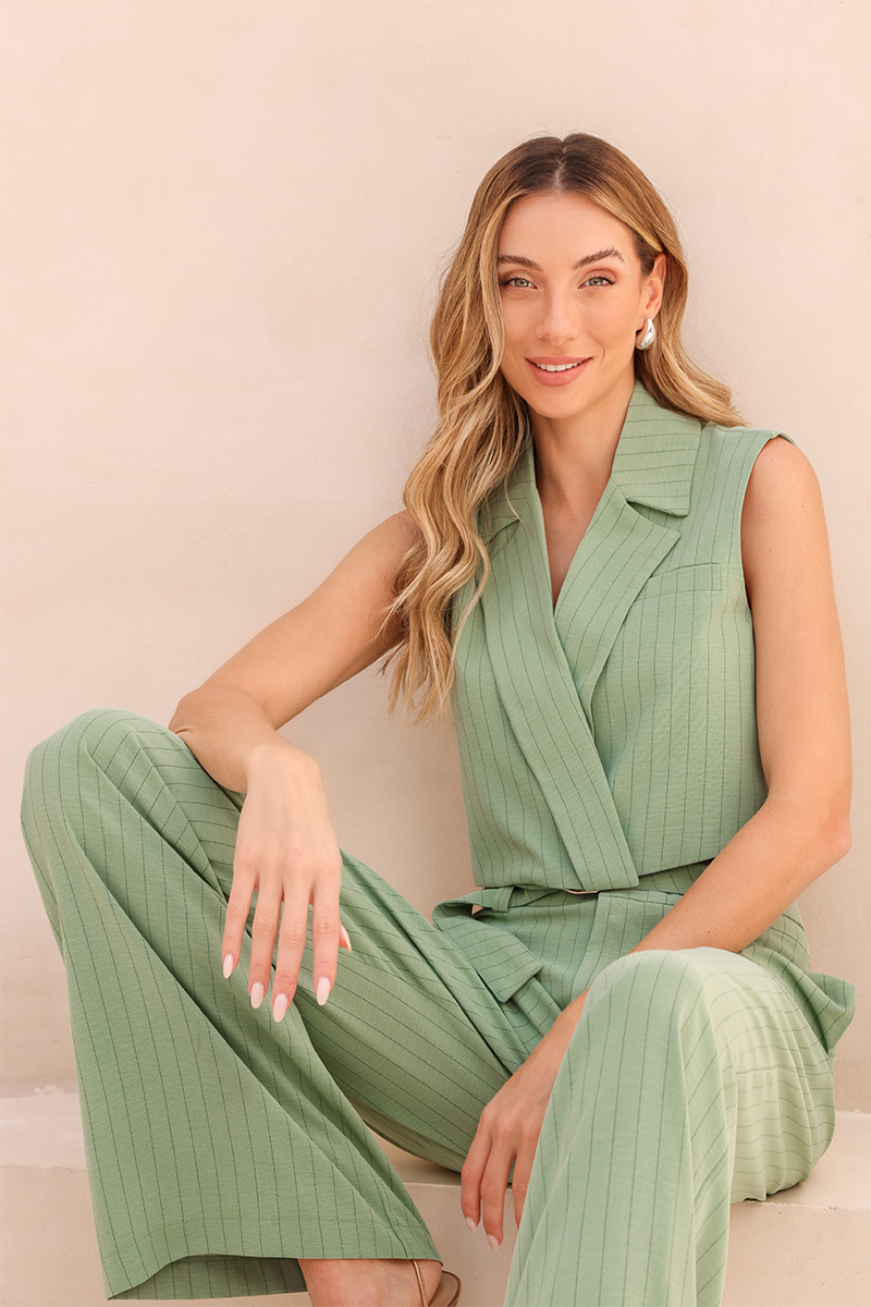 Dot Clothing - Dot Clothing Set Fernanda Green Chalk Stripe - 2456VERDE