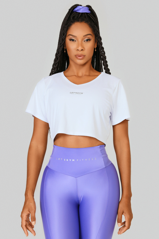 Lets Gym - White Flow Crop Top - 2473BR