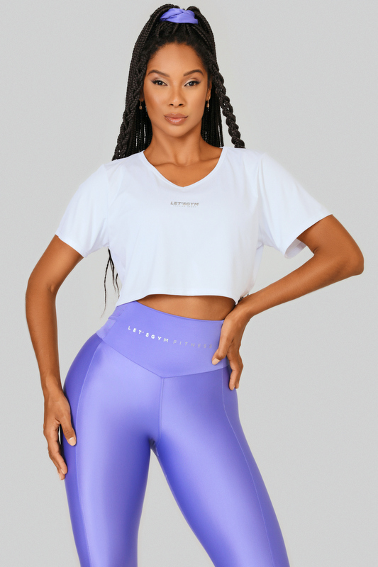 Lets Gym - White Flow Crop Top - 2473BR