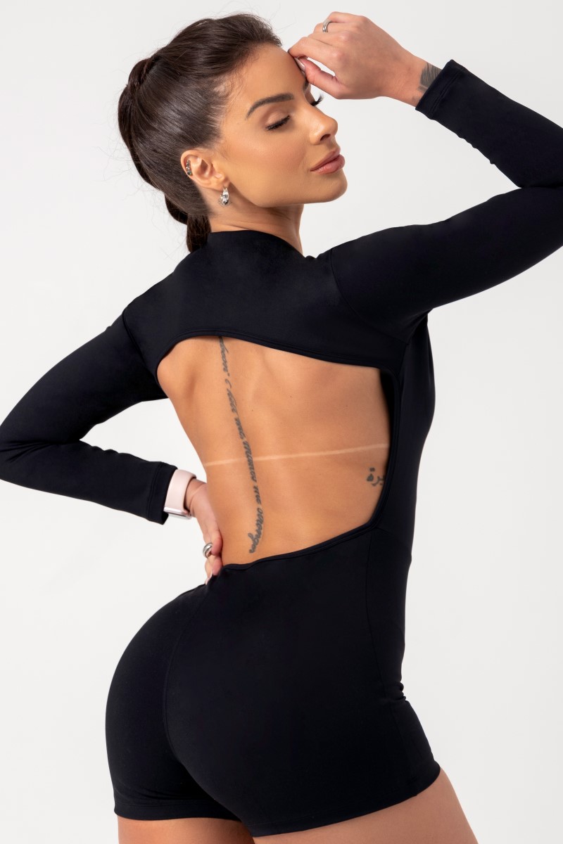 Hipkini - Movement Black Long Sleeve Romper - 33330686